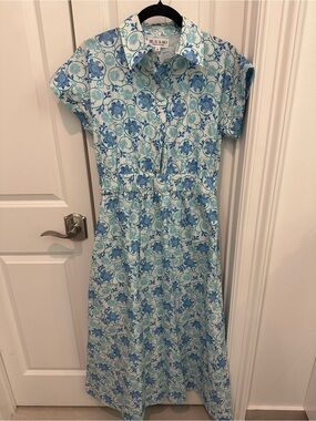 Beau& Ro designed by Sara Rossi Blue Floral Shirt Dress
